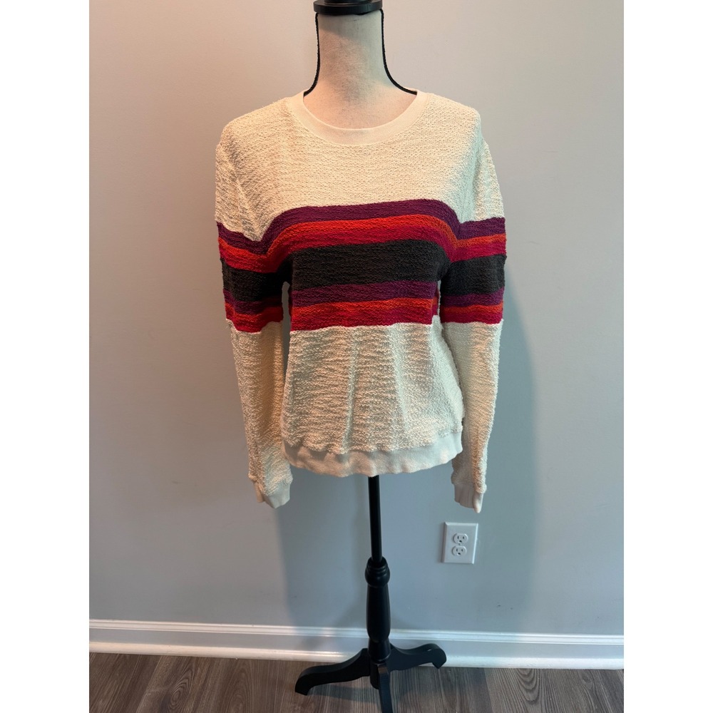 Faherty Vista Stripe Pullover Sweatshirt 100% Organic Cotton Women's sz Medium